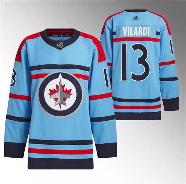 Men%27s Winnipeg Jets #13 Gabriel Vilardi Light Blue Anniversary Primegreen Stitched Jersey Dzhi
